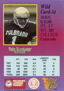 1991 Wild Card Draft - 10 Stripe #54 Eric Bieniemy Back
