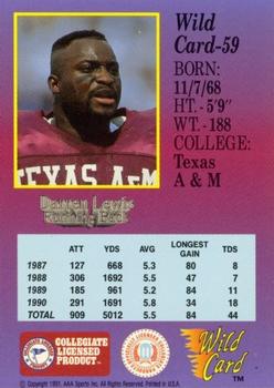 1991 Wild Card Draft - 10 Stripe #59 Darren Lewis Back