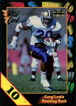 1991 Wild Card Draft - 10 Stripe #68 Greg Lewis Front