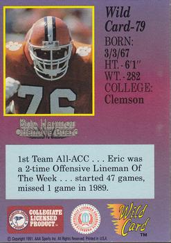 1991 Wild Card Draft - 10 Stripe #79 Eric Harmon Back