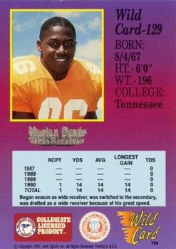 1991 Wild Card Draft - 10 Stripe #129 Harlan Davis Back
