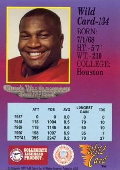 1991 Wild Card Draft - 10 Stripe #134 Chuck Weatherspoon Back