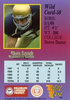 1991 Wild Card Draft - 100 Stripe #50 Chris Zorich Back