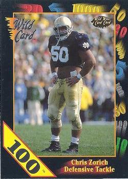 1991 Wild Card Draft - 100 Stripe #50 Chris Zorich Front