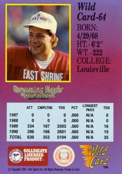 1991 Wild Card Draft - 100 Stripe #64 Browning Nagle Back