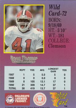 1991 Wild Card Draft - 100 Stripe #72 Doug Thomas Back