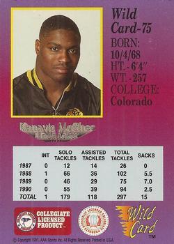 1991 Wild Card Draft - 100 Stripe #75 Kanavis McGhee Back