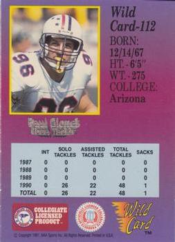 1991 Wild Card Draft - 100 Stripe #112 Paul Glonek Back