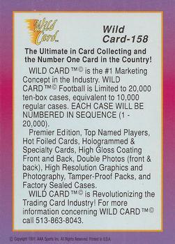 1991 Wild Card Draft - 100 Stripe #158 Checklist 2: 41-80 Back