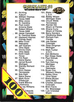1991 Wild Card Draft - 100 Stripe #159 Checklist 3: 81-120 Front