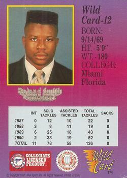 1991 Wild Card Draft - 1000 Stripe #12 Roland Smith Back