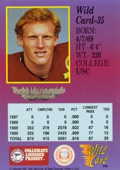 1991 Wild Card Draft - 1000 Stripe #35 Todd Marinovich Back