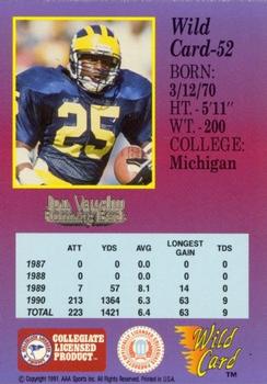 1991 Wild Card Draft - 1000 Stripe #52 Jon Vaughn Back