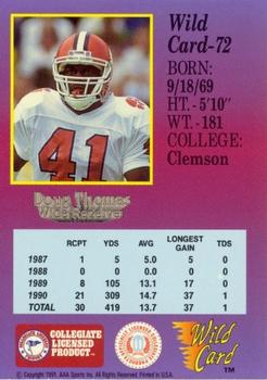 1991 Wild Card Draft - 1000 Stripe #72 Doug Thomas Back