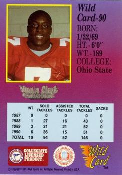 1991 Wild Card Draft - 1000 Stripe #90 Vinnie Clark Back