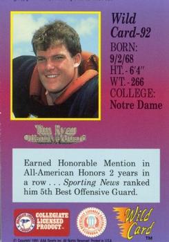 1991 Wild Card Draft - 1000 Stripe #92 Tim Ryan Back