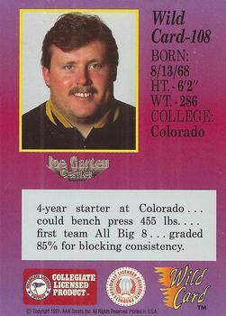 1991 Wild Card Draft - 1000 Stripe #108 Joe Garten Back