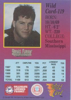 1991 Wild Card Draft - 1000 Stripe #119 Brett Favre Back