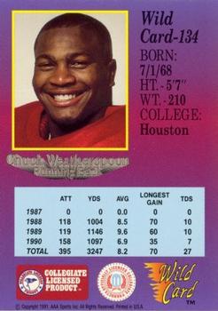 1991 Wild Card Draft - 1000 Stripe #134 Chuck Weatherspoon Back