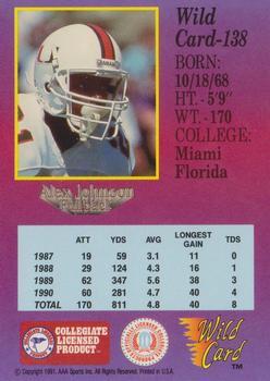 1991 Wild Card Draft - 1000 Stripe #138 Alex Johnson Back