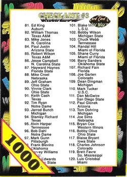 1991 Wild Card Draft - 1000 Stripe #159 Checklist 3: 81-120 Front
