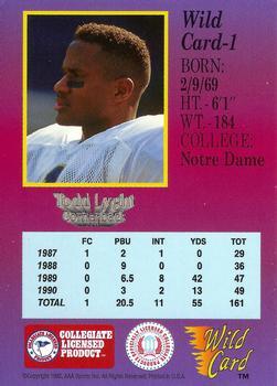 1991 Wild Card Draft - 20 Stripe #1 Todd Lyght Back