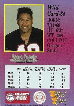 1991 Wild Card Draft - 20 Stripe #34 Esera Tuaolo Back
