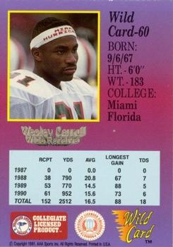 1991 Wild Card Draft - 20 Stripe #60 Wesley Carroll Back
