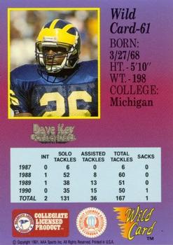 1991 Wild Card Draft - 20 Stripe #61 Dave Key Back
