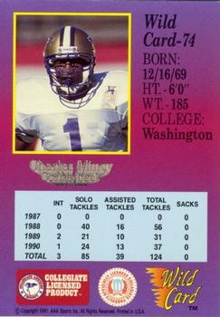 1991 Wild Card Draft - 20 Stripe #74 Charles Mincy Back