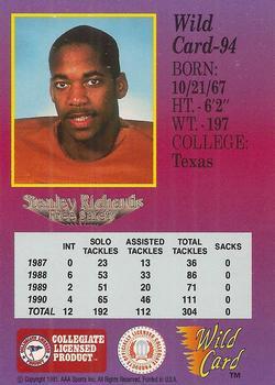 1991 Wild Card Draft - 20 Stripe #94 Stanley Richard Back
