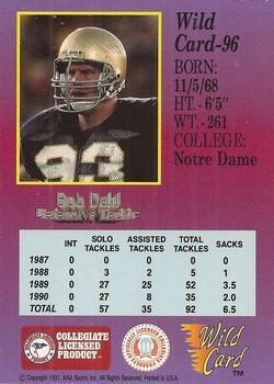 1991 Wild Card Draft - 20 Stripe #96 Bob Dahl Back