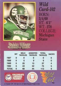 1991 Wild Card Draft - 20 Stripe #102 Bobby Wilson Back
