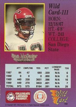 1991 Wild Card Draft - 20 Stripe #111 Dan McGwire Back