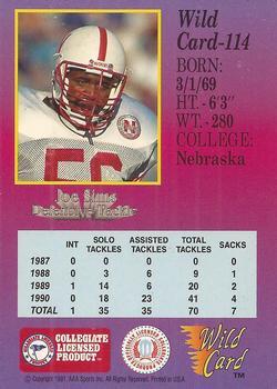 1991 Wild Card Draft - 20 Stripe #114 Joe Sims Back