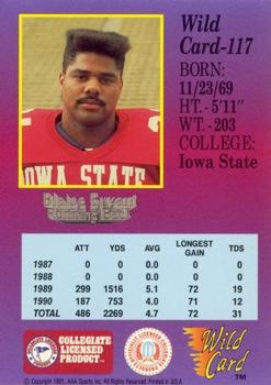 1991 Wild Card Draft - 20 Stripe #117 Blaise Bryant Back