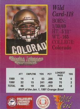 1991 Wild Card Draft - 20 Stripe #118 Charles Johnson Back