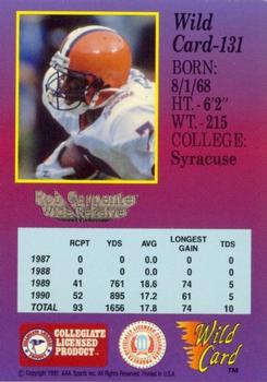 1991 Wild Card Draft - 20 Stripe #131 Rob Carpenter Back