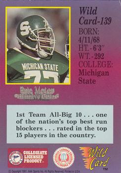 1991 Wild Card Draft - 20 Stripe #139 Eric Moten Back