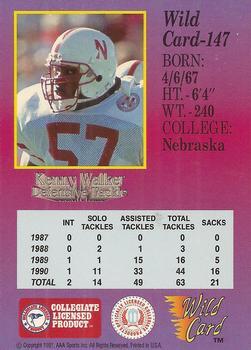 1991 Wild Card Draft - 20 Stripe #147 Kenny Walker Back