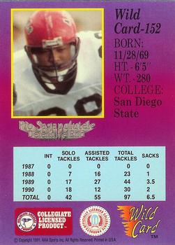 1991 Wild Card Draft - 20 Stripe #152 Pio Sagapolutele Back