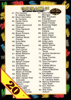 1991 Wild Card Draft - 20 Stripe #158 Checklist 2: 41-80 Front