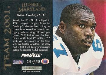 1993 Pinnacle - Team 2001 #26 Russell Maryland Back