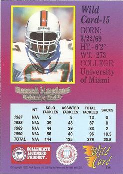 1991 Wild Card Draft - 5 Stripe #15 Russell Maryland Back
