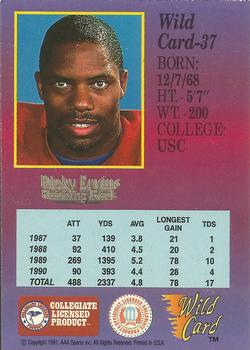 1991 Wild Card Draft - 5 Stripe #37 Ricky Ervins Back