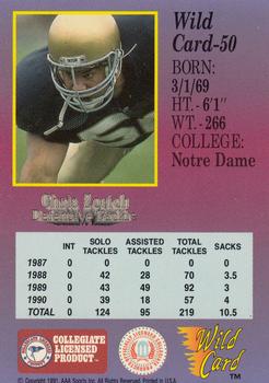 1991 Wild Card Draft - 5 Stripe #50 Chris Zorich Back