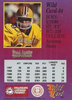 1991 Wild Card Draft - 5 Stripe #84 Paul Justin Back