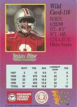 1991 Wild Card Draft - 5 Stripe #116 Bobby Olive Back
