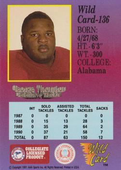 1991 Wild Card Draft - 5 Stripe #136 George Thornton Back