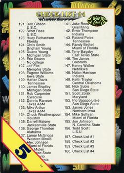 1991 Wild Card Draft - 5 Stripe #160 Checklist 4: 121-160 Front